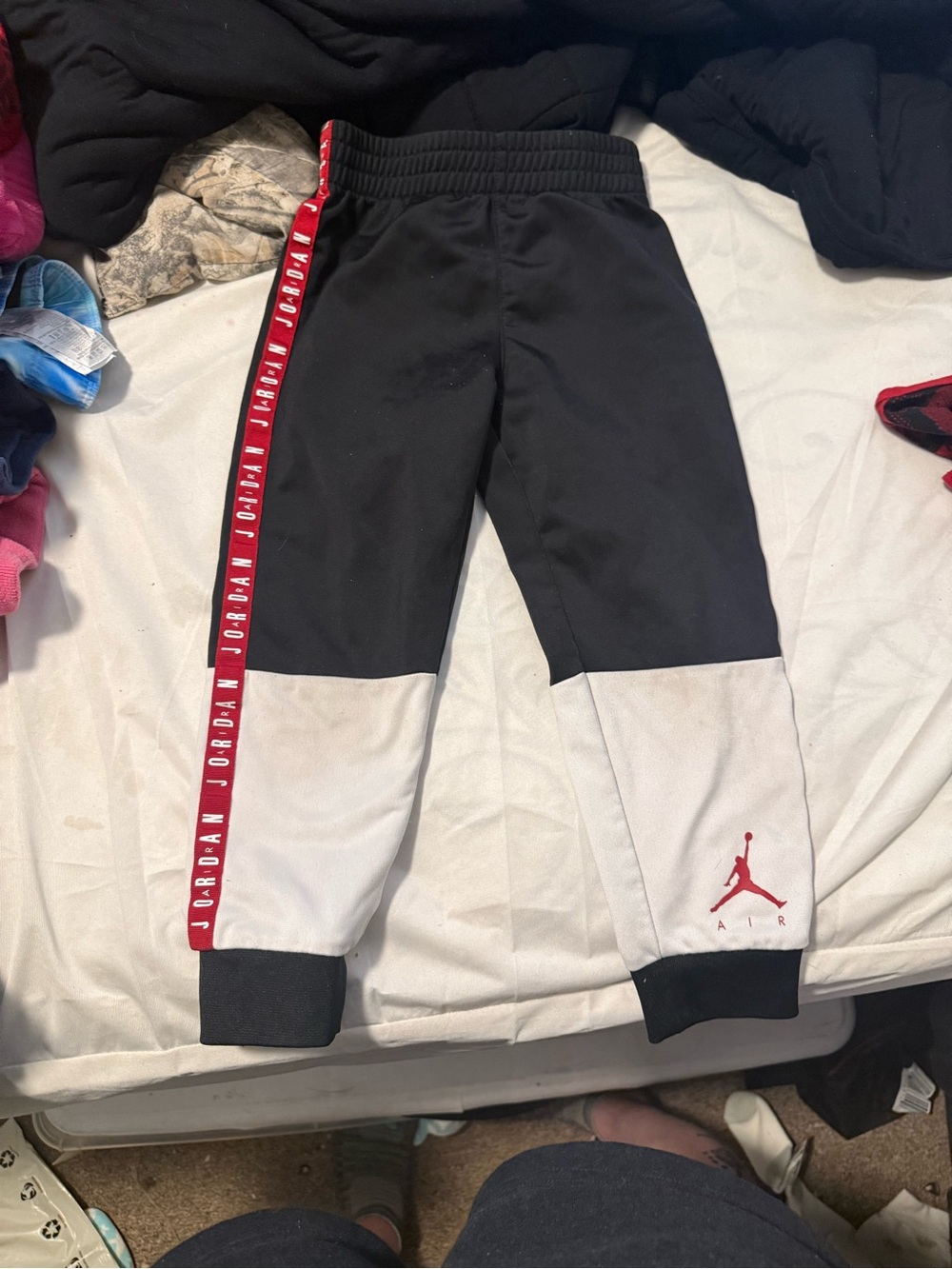 Jordan Black, White and Red Kids' Colorblock Joggers